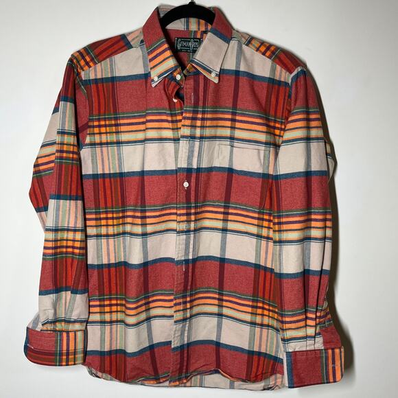 Gitman Vintage Sunrise Stripe Moleskin Flannel Shirt Button Down Collar Medium - Picture 1 of 10